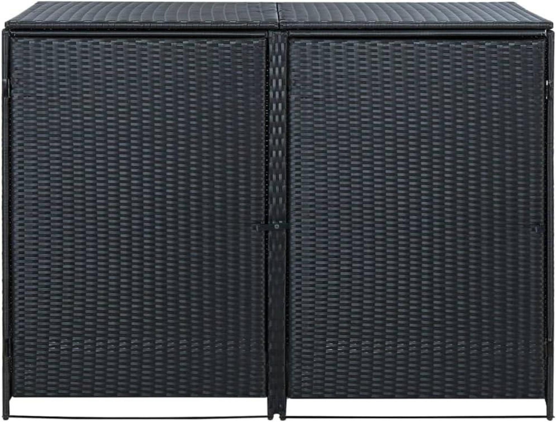 vidaXL Mülltonnenbox 2er Schwarz Rattan Gerätebox