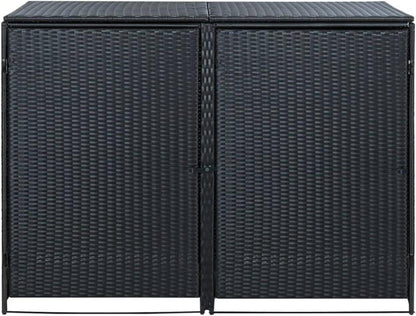 vidaXL Mülltonnenbox 2er Schwarz Rattan Gerätebox