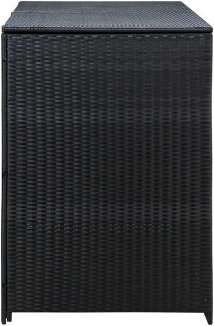 vidaXL Mülltonnenbox 2er Poly Rattan schwarz Gartenbox