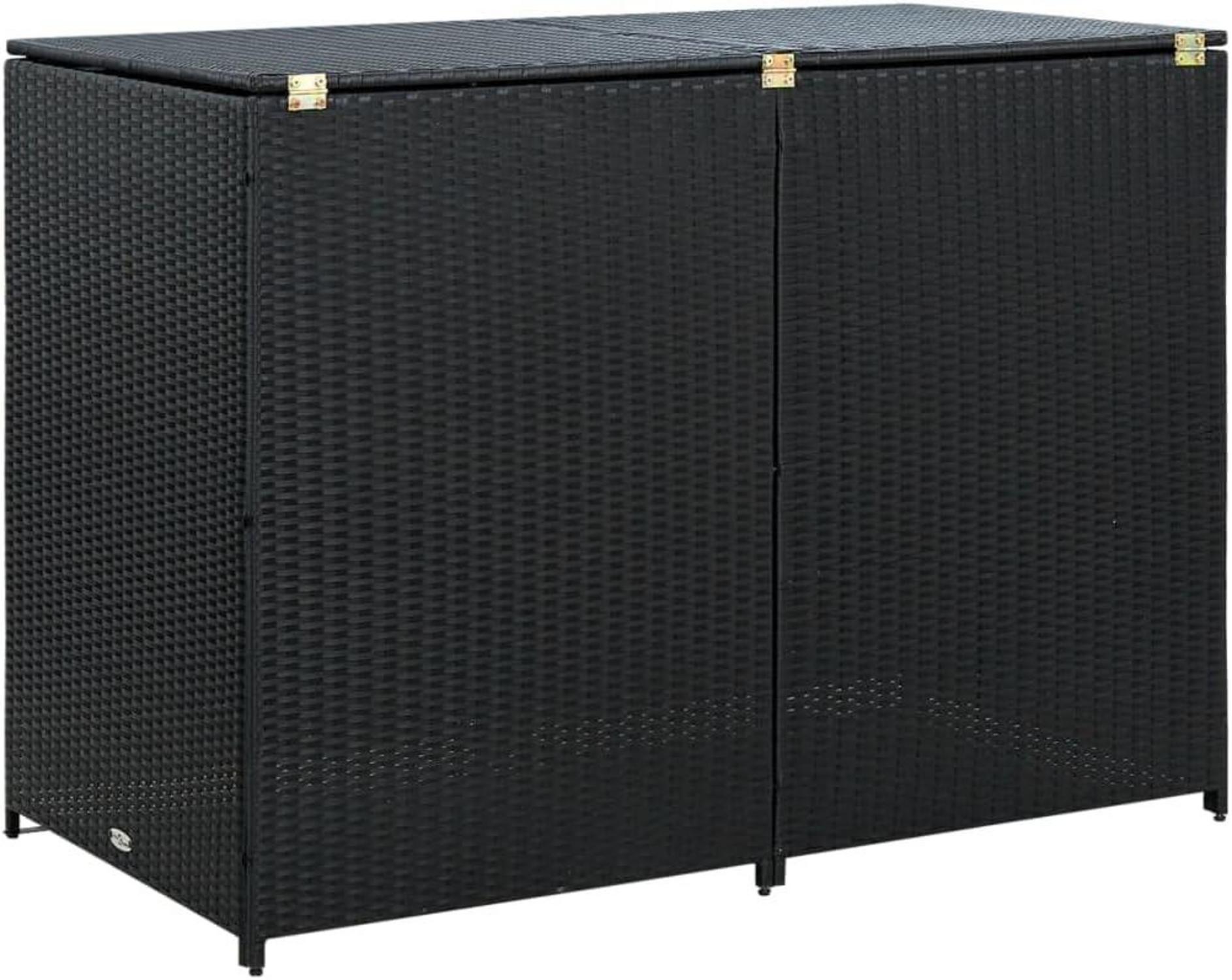 Mülltonnenbox 2er Poly Rattan Gerätebox Mülltonnenverkleidung Schwarz