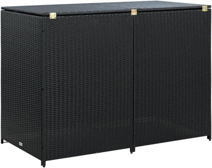 Mülltonnenbox 2er Poly Rattan Gerätebox Mülltonnenverkleidung Schwarz