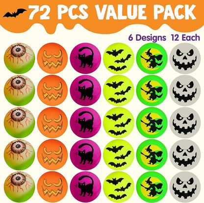 Halloween Flummi Set 72 Stück leuchtendes Gummiball