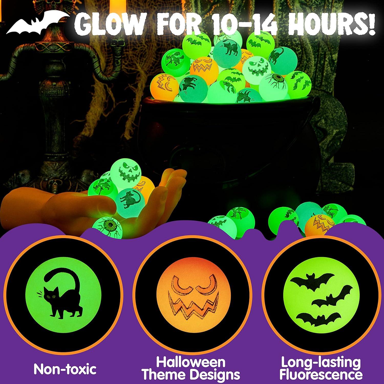 Halloween Flummi Set Im Dunkeln leuchtend 72er Pack - 32mm Bouncing