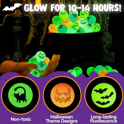 Halloween Flummi Set Im Dunkeln leuchtend 72er Pack - 32mm Bouncing