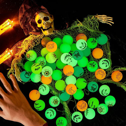 Halloween Flummi Set 72 Stück leuchtende Gummibälle 32mm Springball
