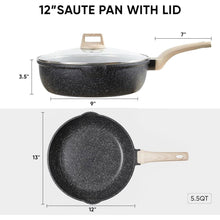 CAROTE Bratpfanne Wokpfanne mit Deckel 32cm 6.1L