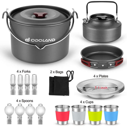 Camping Geschirr Set Edelstahl Outdoor Kochen Picknick 4