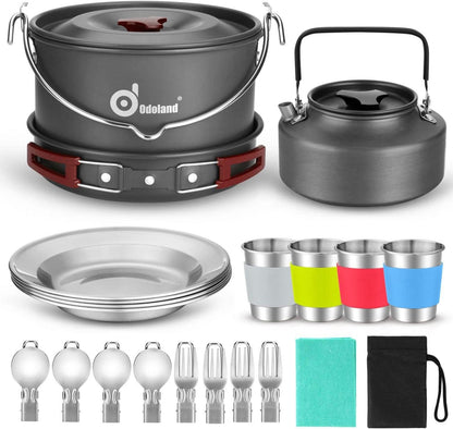 Camping Geschirr Set Edelstahl für Outdoor Kochen 4 Personen