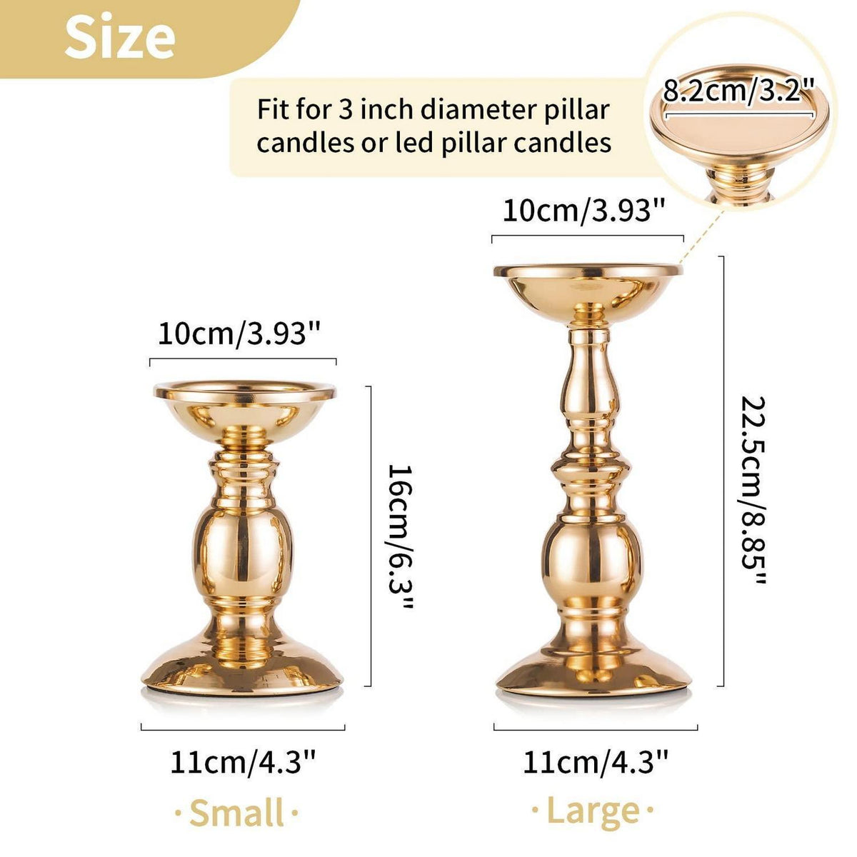 Kerzenständer Metall Gold Klein & Groß für Stumpenkerzen