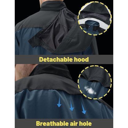 Herren Übergangsjacke Wasserabweisend mit Kapuze Marine Blau XXL