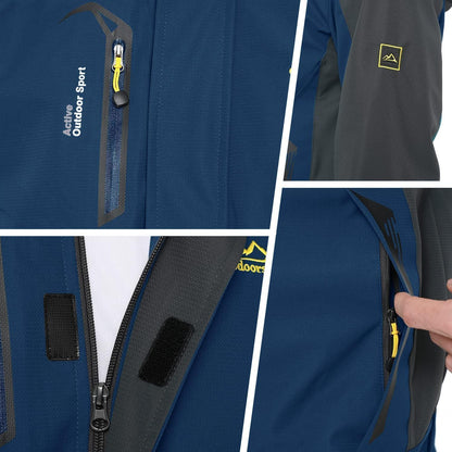Herren Übergangsjacke Wasserabweisend mit Kapuze Marine Blau XXL