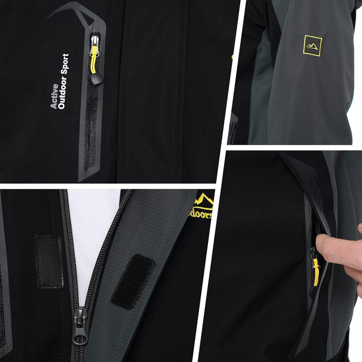 Herren Übergangsjacke wasserabweisend mit abnehmbarer Kapuze XXL Schwarz