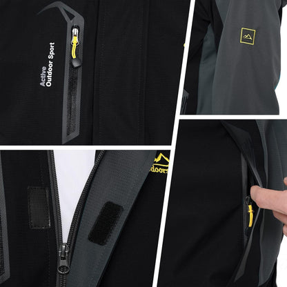 Herren Übergangsjacke wasserabweisend mit abnehmbarer Kapuze XXL Schwarz