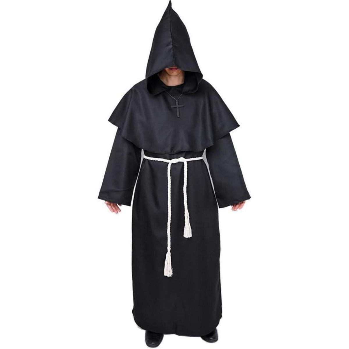 Mönch Robe Kostüm mit Kapuze - 3-teilig für Halloween & Motto