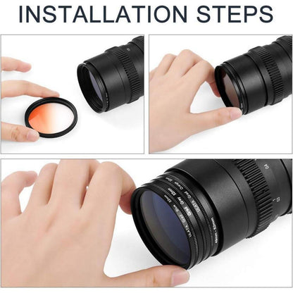 77mm Fotover Farbverlaufsfilter Set 9-teilig mit Taschen und