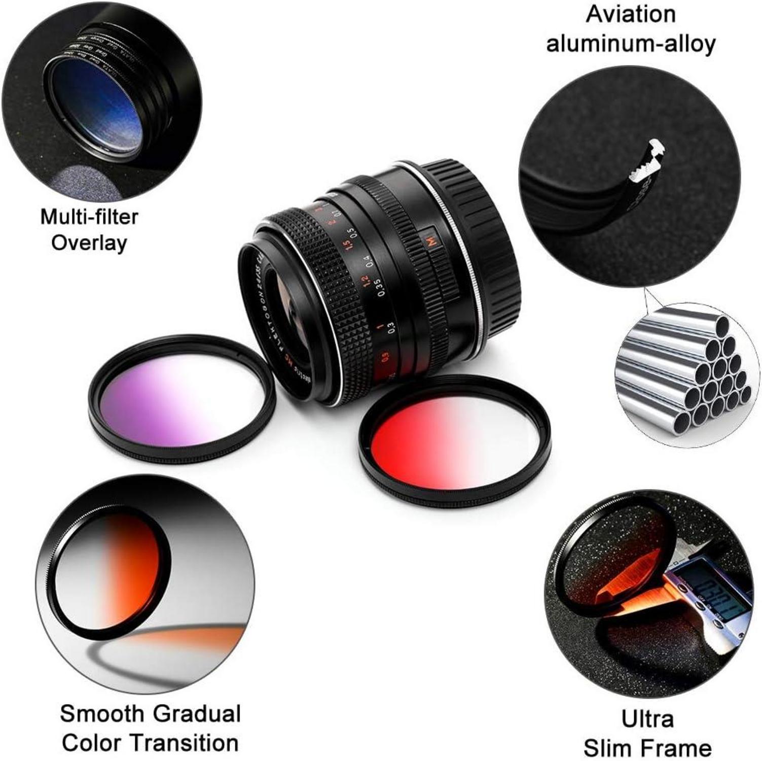 Fotover 9 Stück Farbverlaufsfilter Set 58mm + Tasche