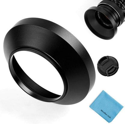 62mm Universal Metall Sonnenblende mit Objektivdeckel + Putztuch