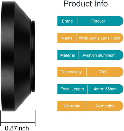 62mm Universal Metall Sonnenblende mit Objektivdeckel + Putztuch