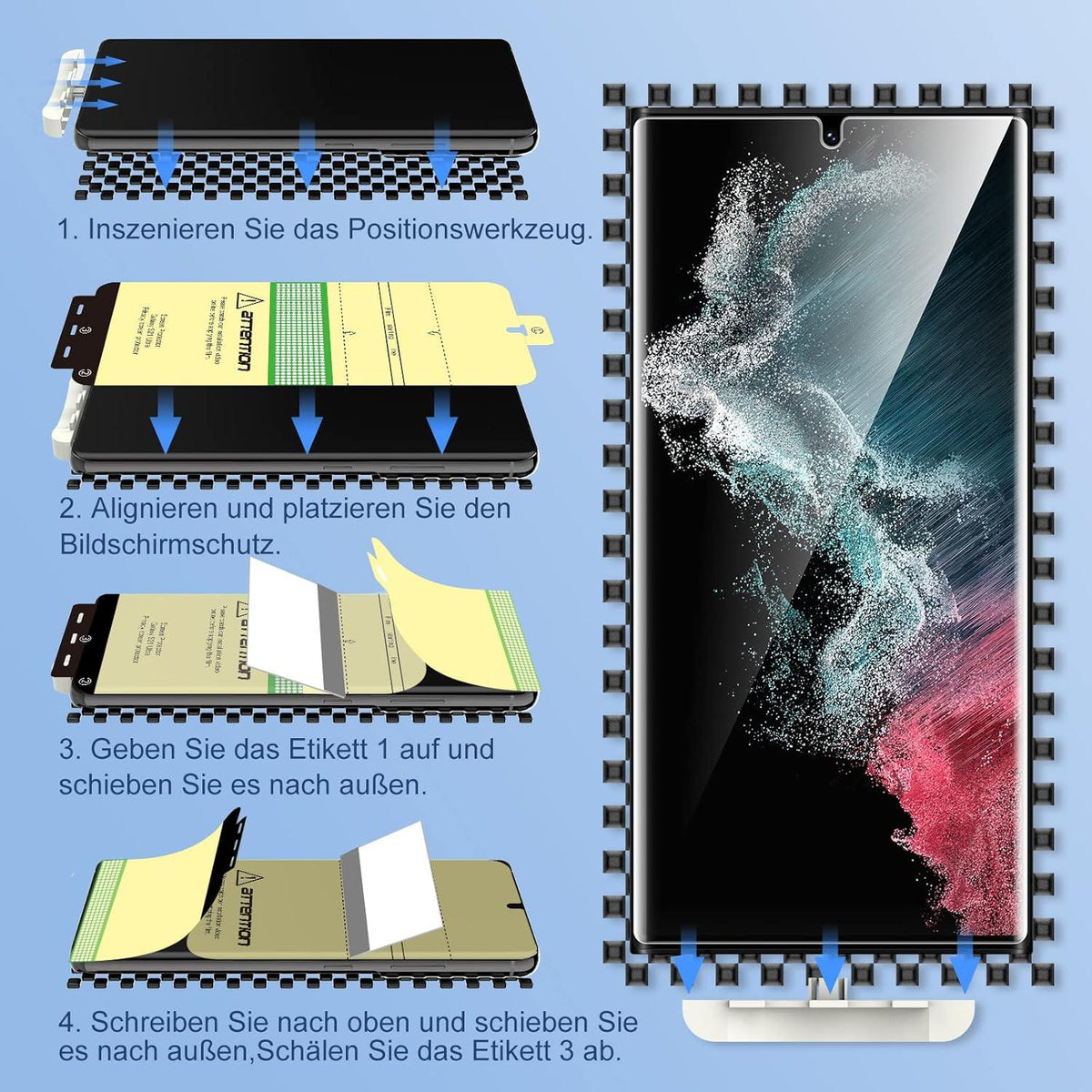 Schutzfolie Samsung Galaxy S22 Ultra 3D Vollständige Fingerabdruck-ID HD Klar