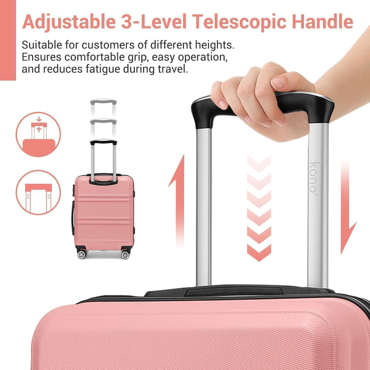 XL Reisekoffer Rosegold mit TSA Schloss, 75cm
