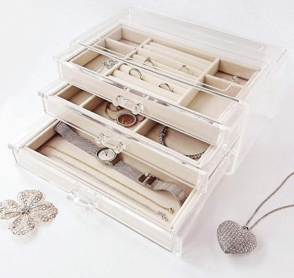 Schmuckschatulle Damen Schmuckkästchen Organizer 3 Fächer Ring Ohrring Display