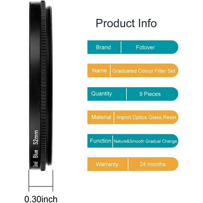 49mm Graduierte Farbfilter-Set 9 Stück für DSLR Camera