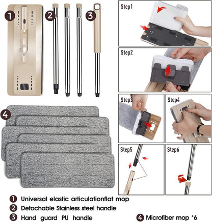 Wischmopp Set mit Eimer und Auswringfunktion, Mikrofaser