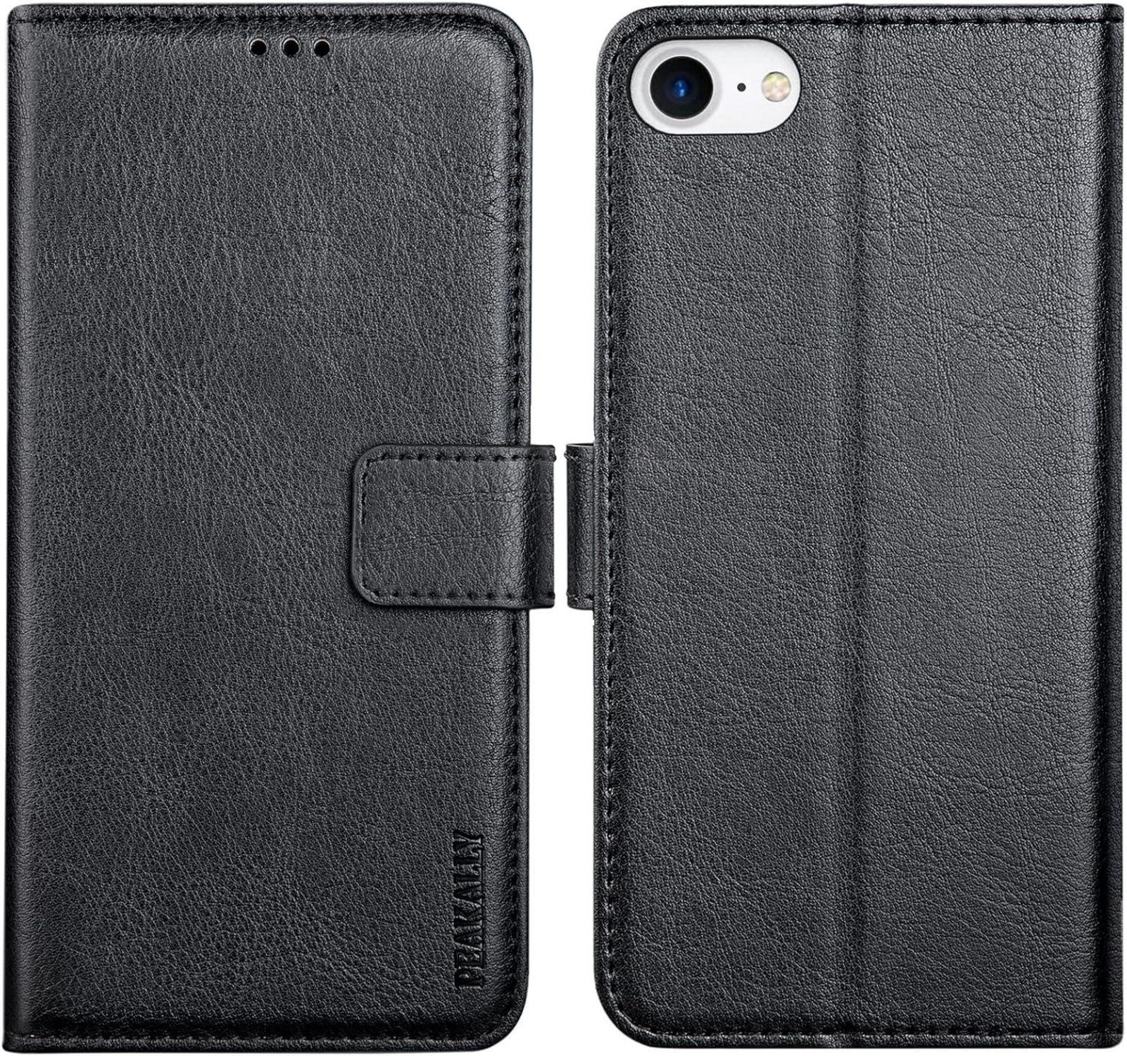 iPhone SE 2022 Flip-Hülle Magnetisch Schwarz PU-Leder Standfunktion