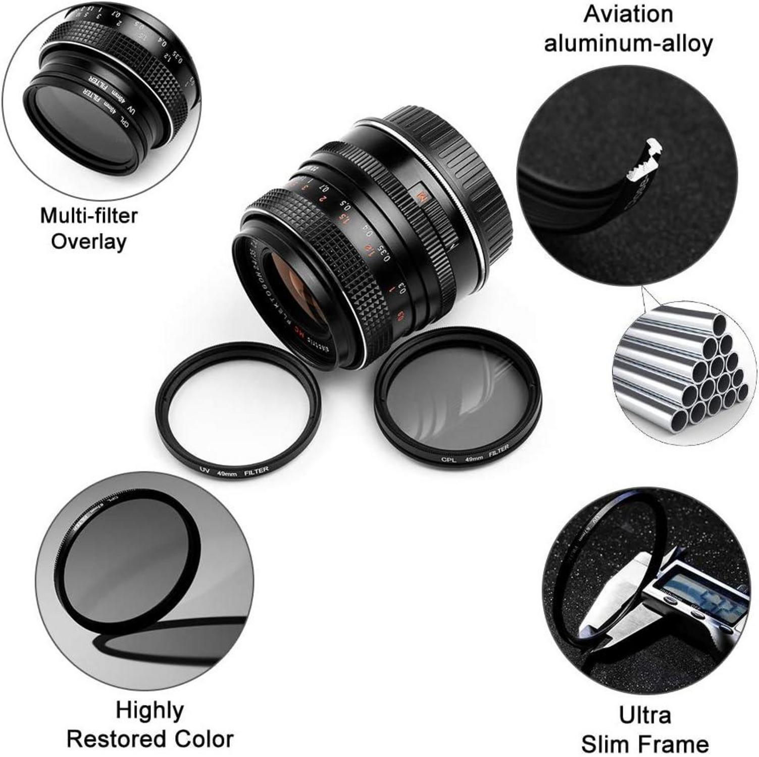 58mm UV CPL Filter Set mit Objektivdeckel und Tasche