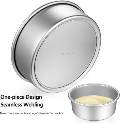 Gesentur Kuchenformen Set aus Eloxiertem Aluminium Antihaftbeschichtung 5 Größen Silber