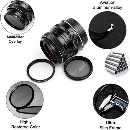 Fotover 52mm UV CPL Filter Set mit Objektivdeckel & Beutel