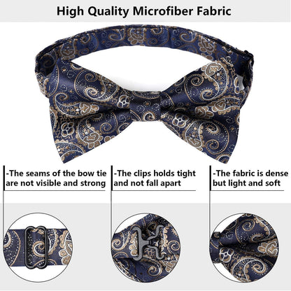 Herren Fliege vorgebunden Paisley blau-golden verstellbar