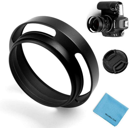 46mm Metall Gegenlichtblende mit Objektivdeckel und Mikrofaser