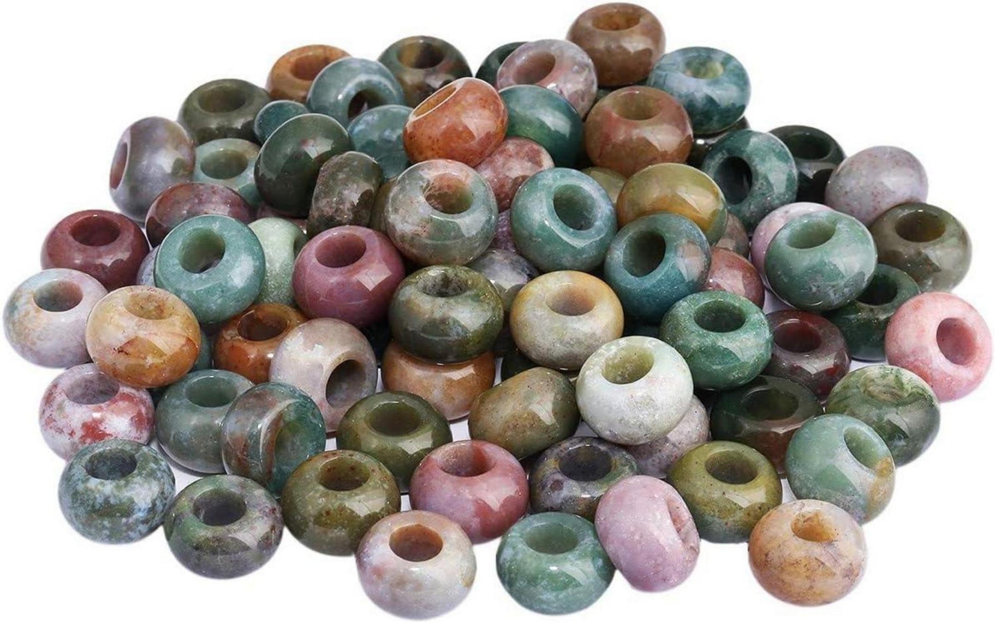 20pcs Natürliche Edelstein Runde Perlen Großes Loch DIY