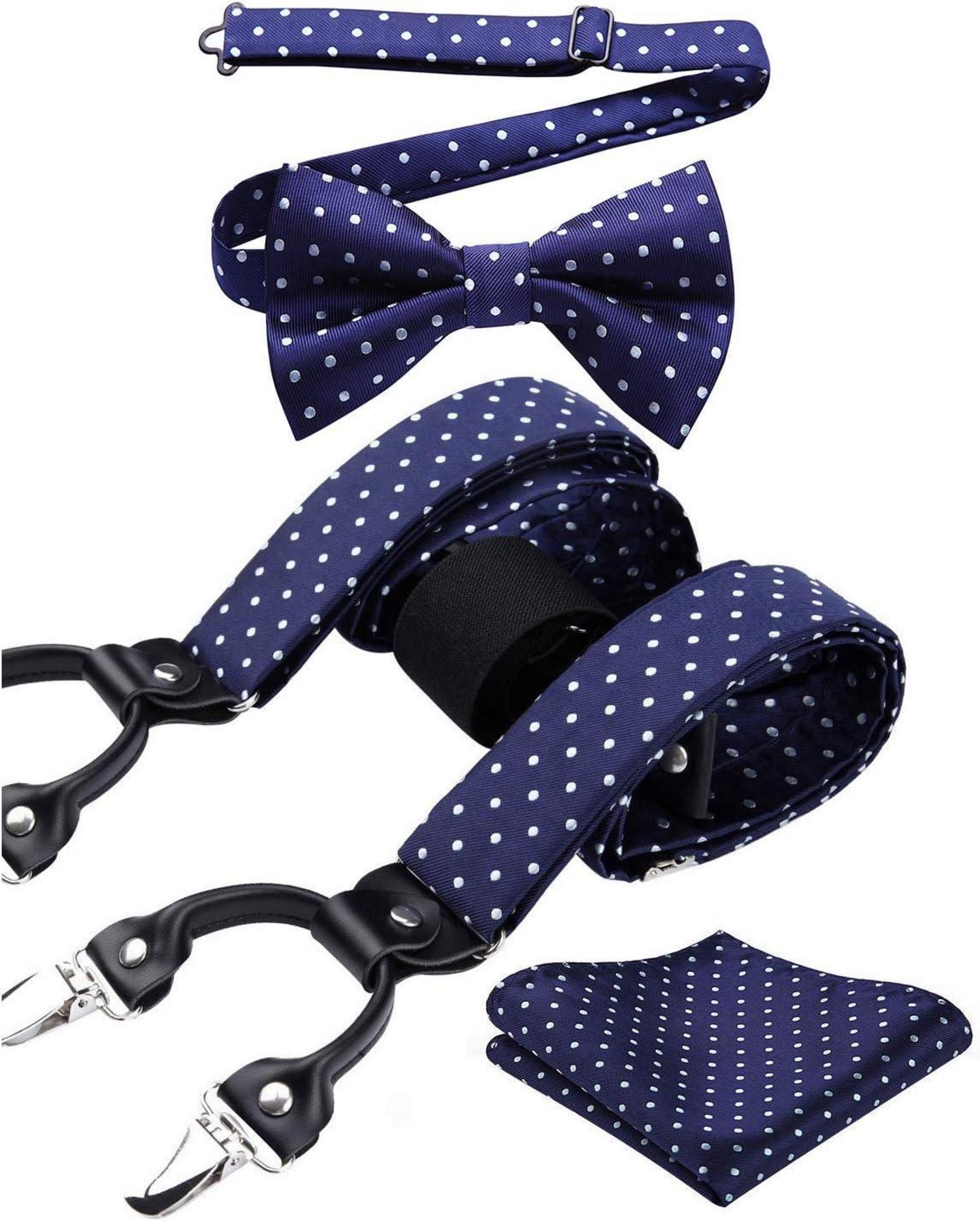 Verstellbare Herren Hosenträger Fliege Set 3.5cm Breit Y Form 6 Clips