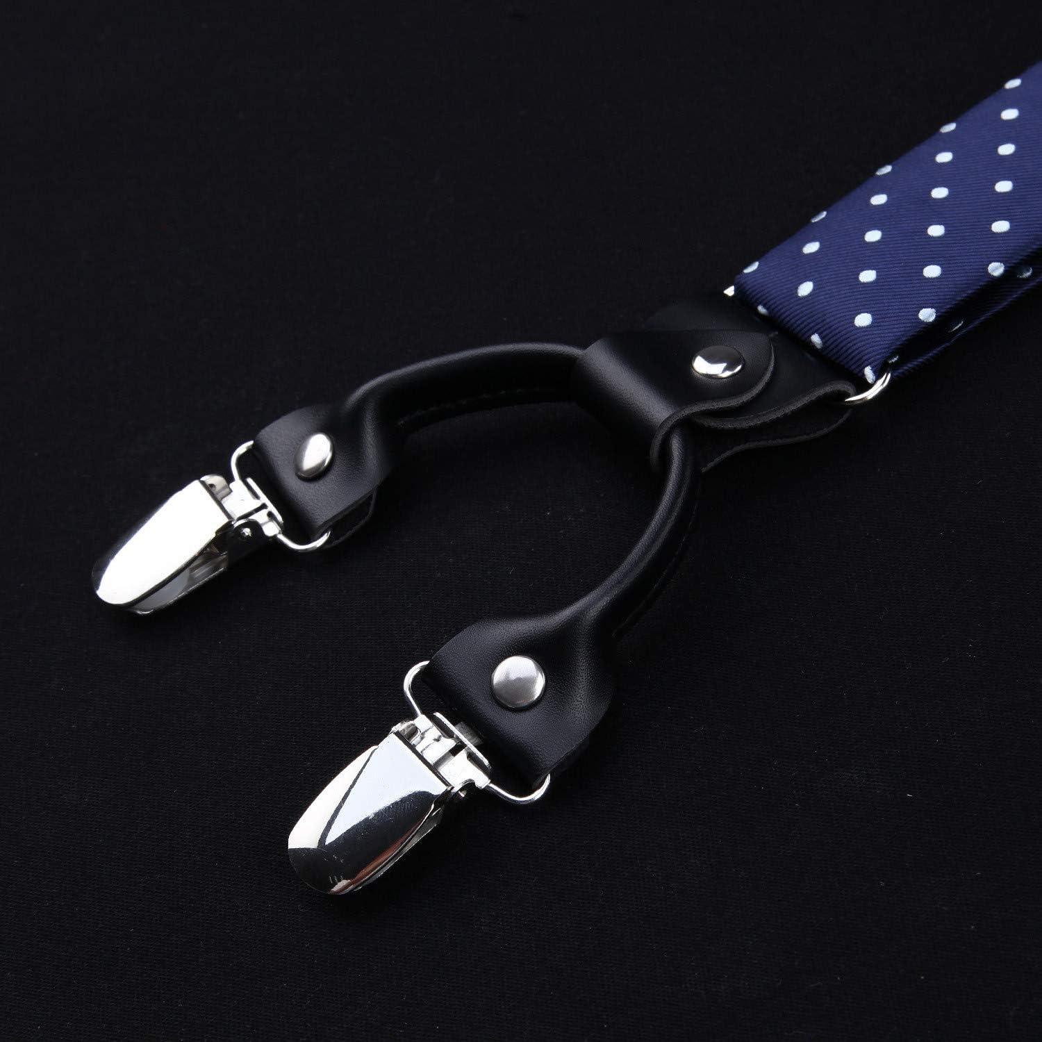 Verstellbare Hosenträger Herren Fliege Set 3.5cm Y-Form Navy Blau