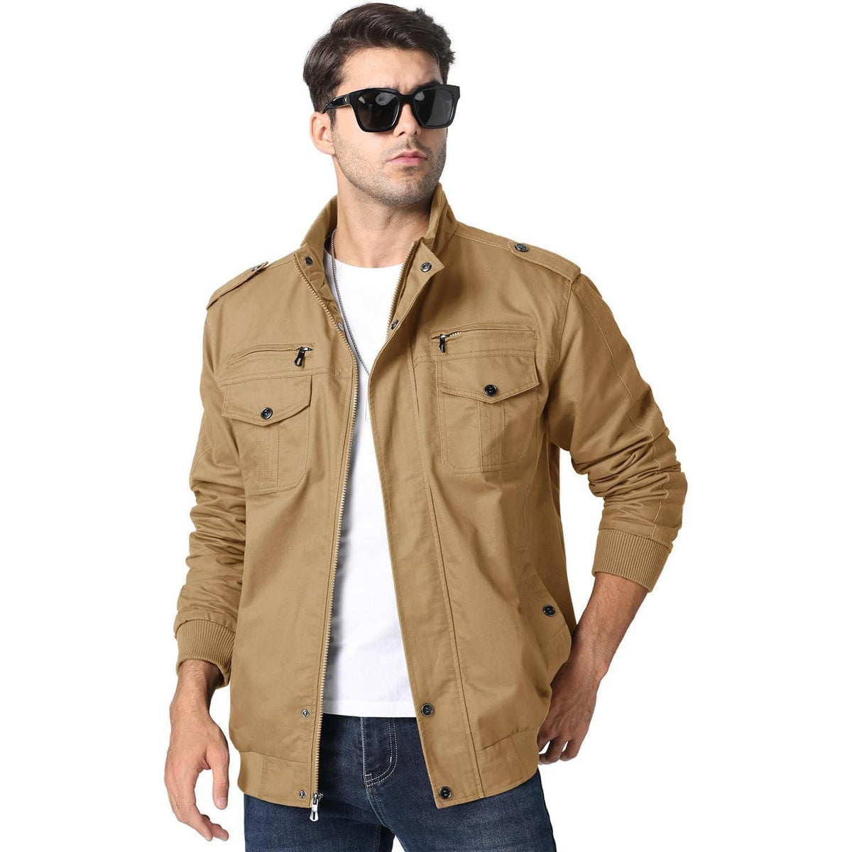 Herren Übergangsjacke Cargo Militärjacke Winddicht mit Taschen