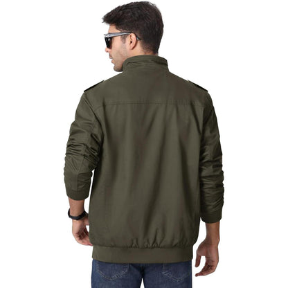 Herren Übergangsjacke Cargo Militärjacke Winddicht Vieltaschen Grün
