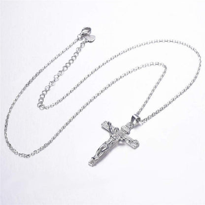 U7 Edelstahl Kreuz Halskette Jesus Christus Anhänger 925