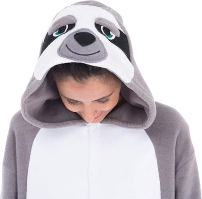 Faultier Kostüm Jumpsuit Erwachsene Unisex Plüsch Pyjama Grau L