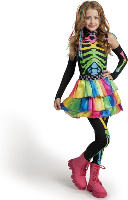 Spooktacular Creations Punky Skelett Mädchen Kostüm Set Halloween 5-7