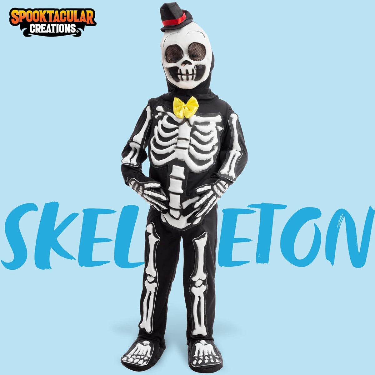 Kinder Skelett Kostüm Leuchtend Halloween Jungen Mädchen M