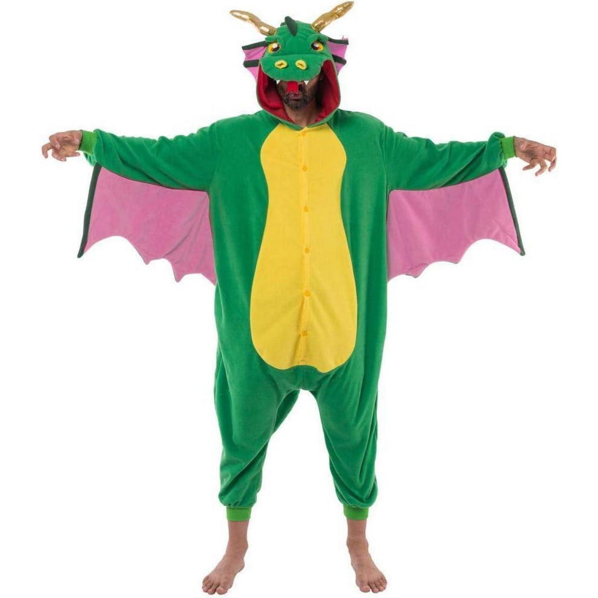 Drachen Pyjama Erwachsene - Plüsch Kostüm für Halloween & Cosplay