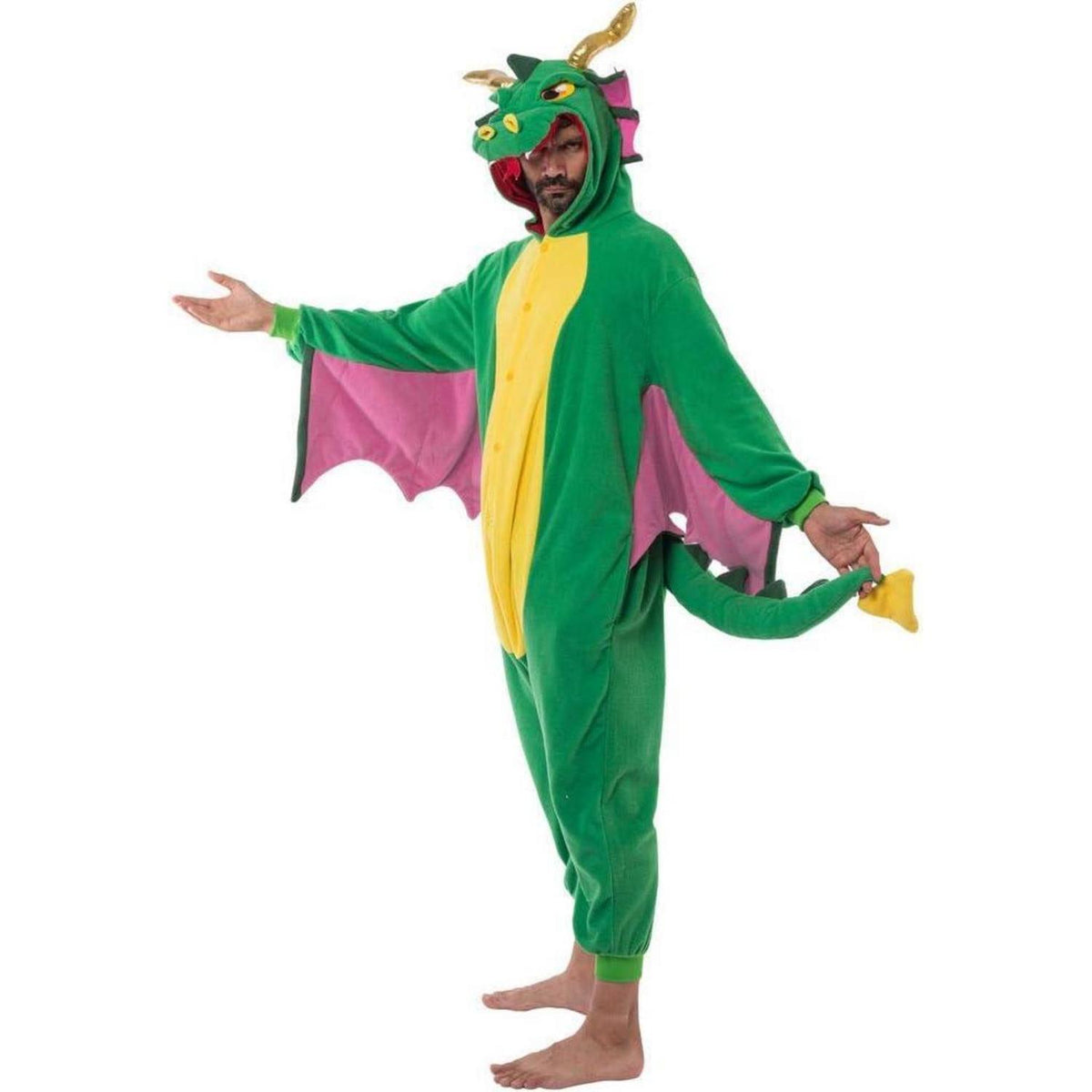 Drachen Pyjama Erwachsene - Plüsch Kostüm für Halloween & Cosplay