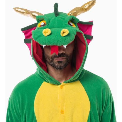 Drachen Pyjama Erwachsene - Plüsch Kostüm für Halloween & Cosplay