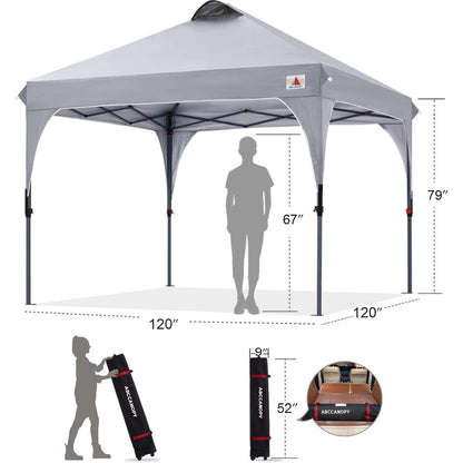 3x3m Wasserdichter Pop-Up Pavillon Grau mit Zubehör