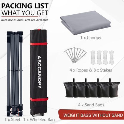 3x3m Wasserdichter Pop-Up Pavillon Grau mit Zubehör