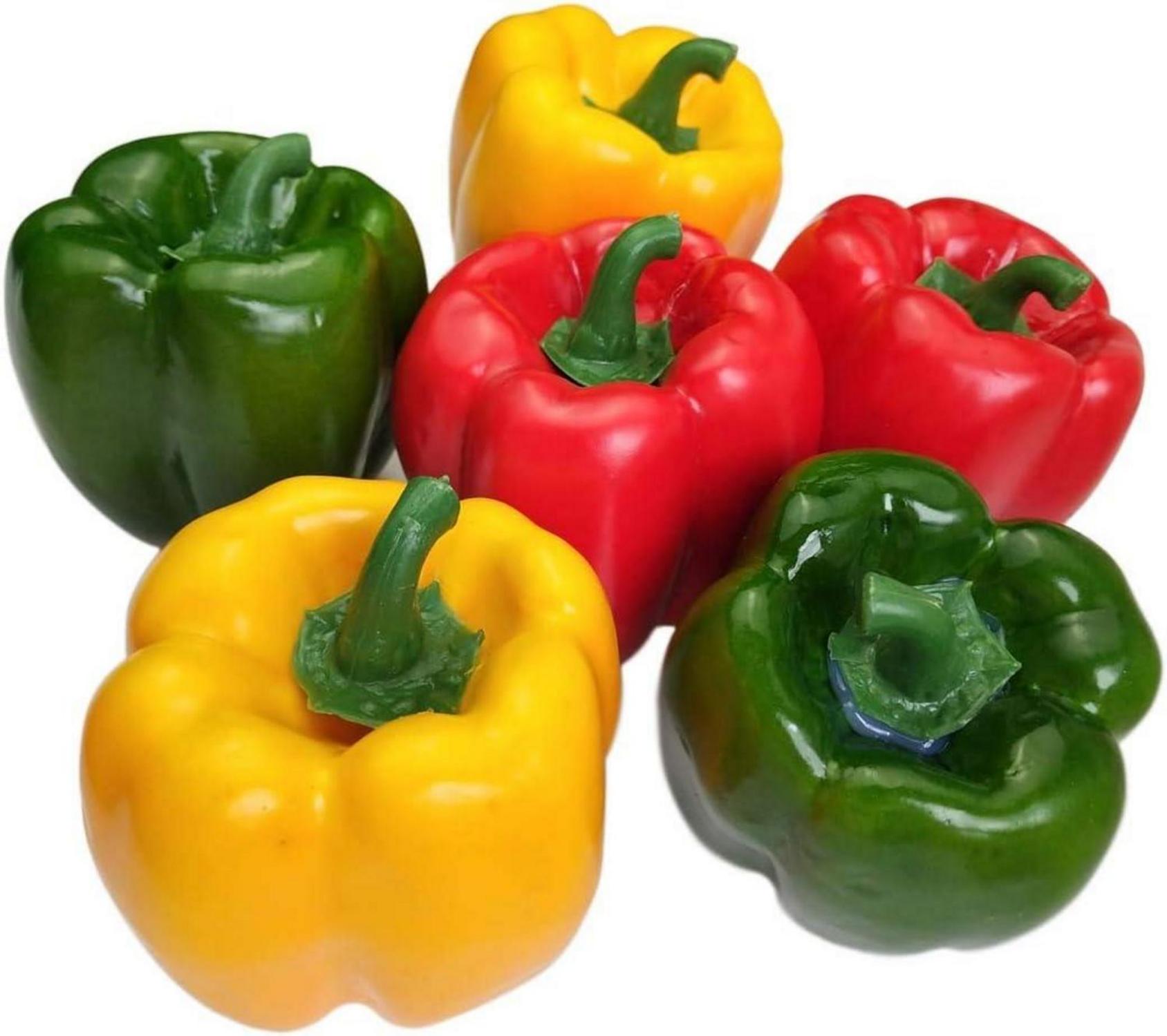 Künstliche Gemüse Paprika Dekoration Set 6-teilig Rot Grün Gelb