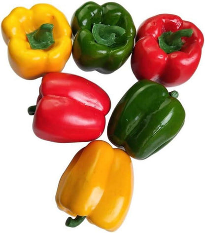 Künstliche Paprika Dekoration Gemüse Rot Grün Gelb 6 Stück