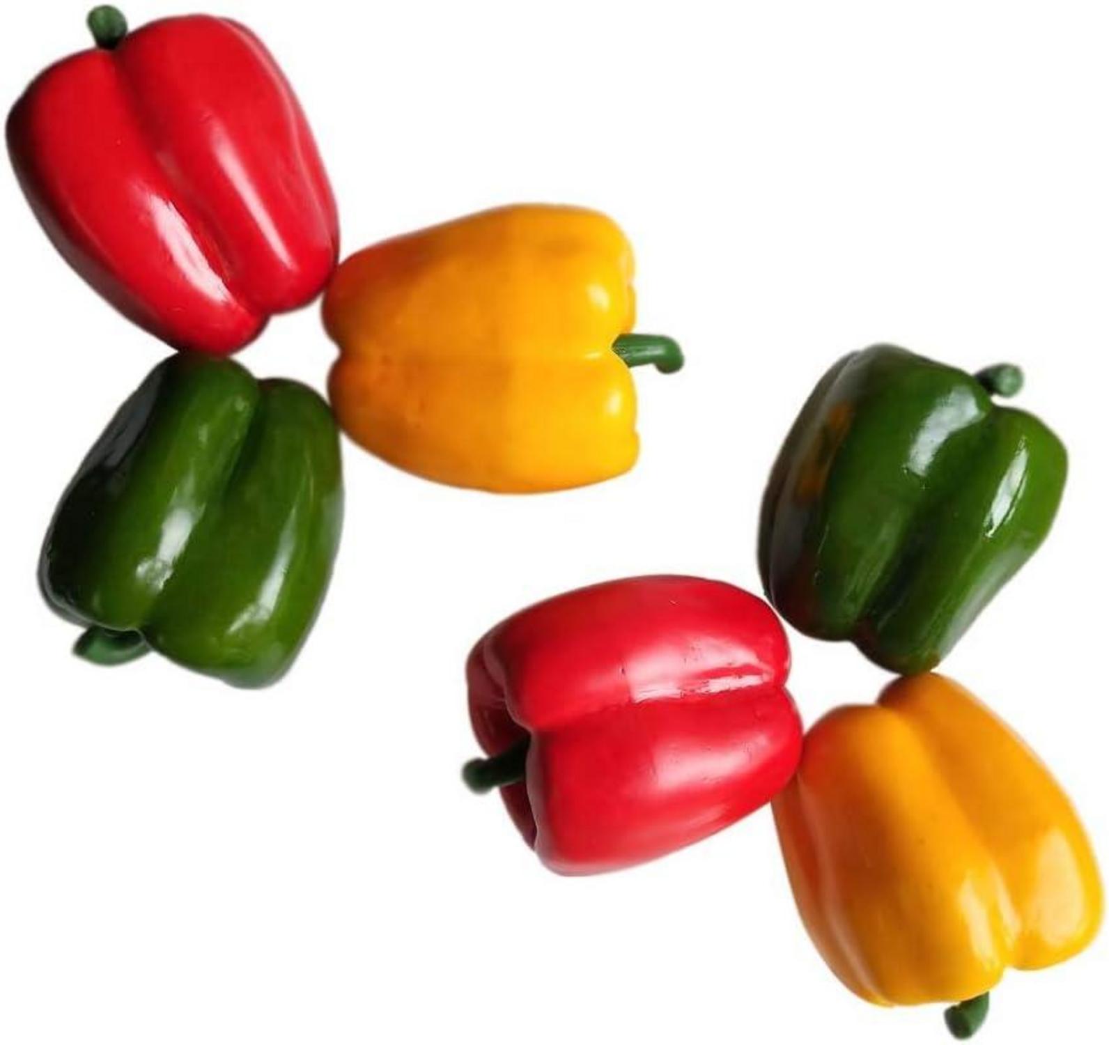 Künstliche Gemüse Paprika Dekoration Set 6-teilig Rot Grün Gelb